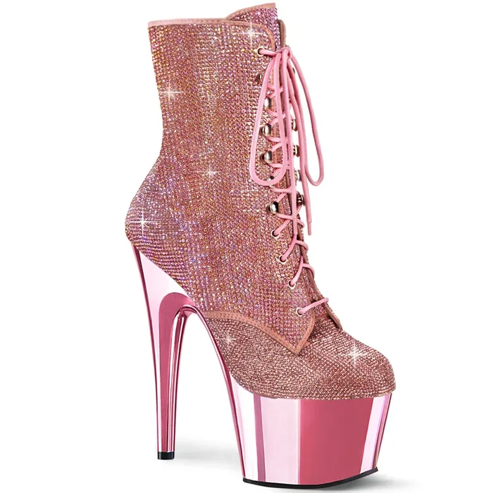 7″ Rhinestone Covered Boots Pink