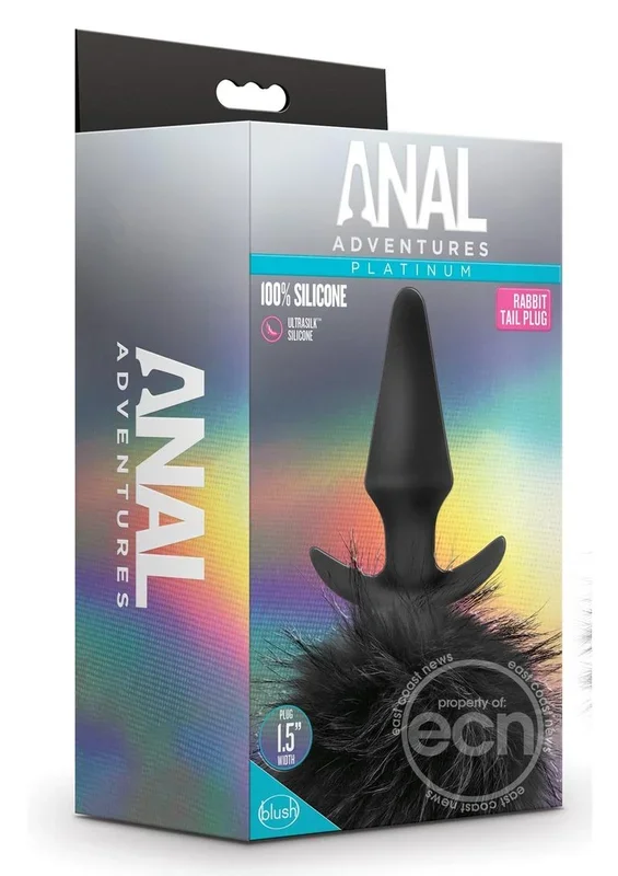 Anal Adventures Platinum Rabbit Tail Anal Plug – Black
