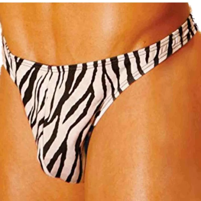 Elegant Moments Mens Zebra Print Thong – O/S – Zebra