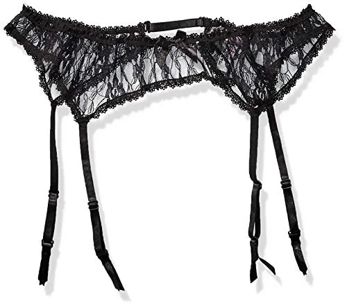Elegant Moments Womens Plus Queen Size Lace Garter Belt, Black
