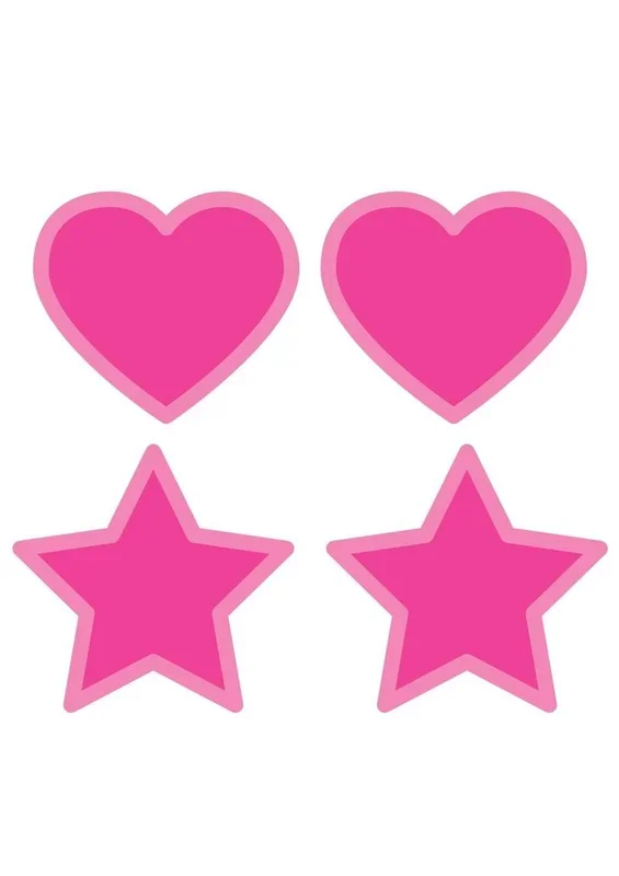 Hot Pink Glow In The Dark Hearts and Stars