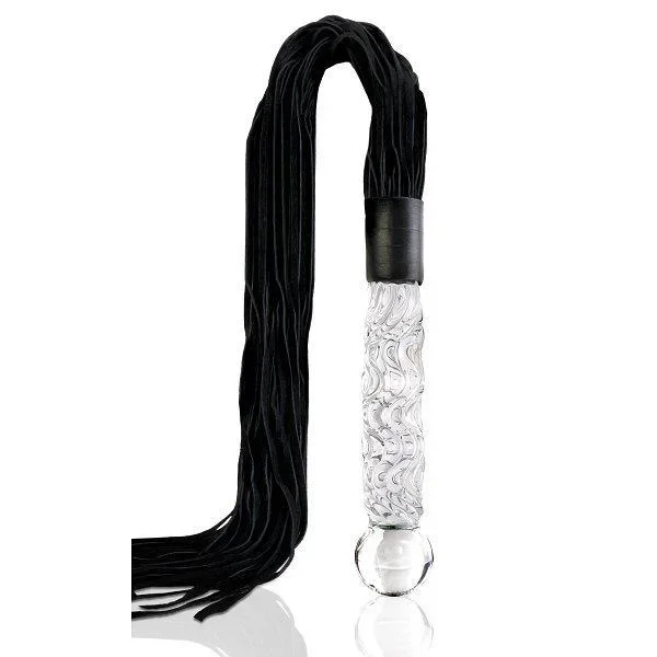 Icicles #38 Handblown Glass Dildo Leather Whip