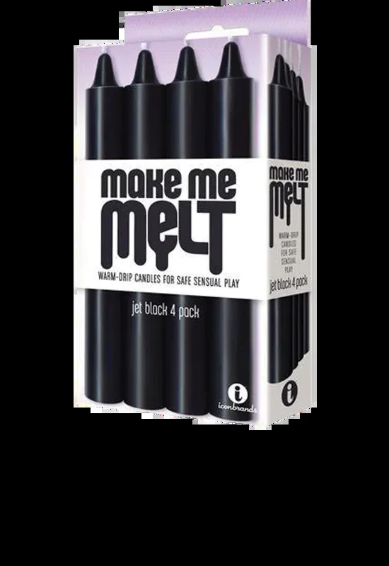 Icon Brands – The 9’s – Make Me Melt Sensual Warm-Drip Candles, 4 Pack, Jet Black