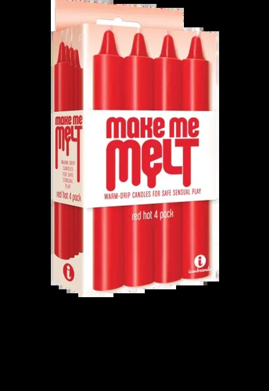 Icon Brands – The 9’s – Make Me Melt Sensual Warm-Drip Candles, 4 Pack, Red Hot