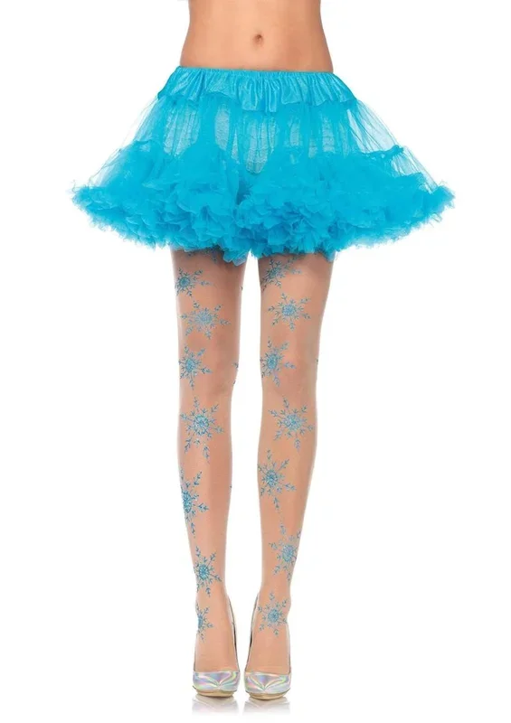 Leg Avenue Let It Snow Spandex Sheer Glitter Snowflake Pantyhose