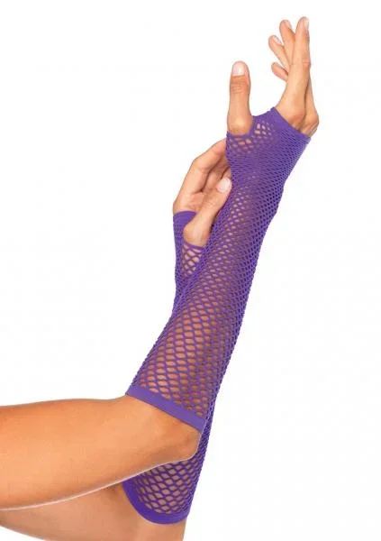 Net Fingerless Gloves – Neon Purple – One Size