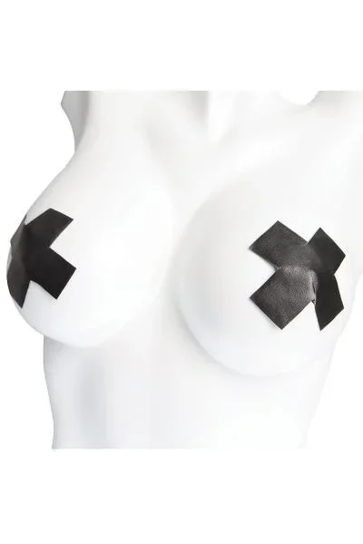Pleather Cross Pasties – Black