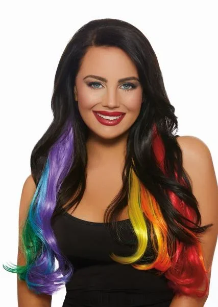 Primary Rainbow – Long Wavy Three-Piece Hair Extensions