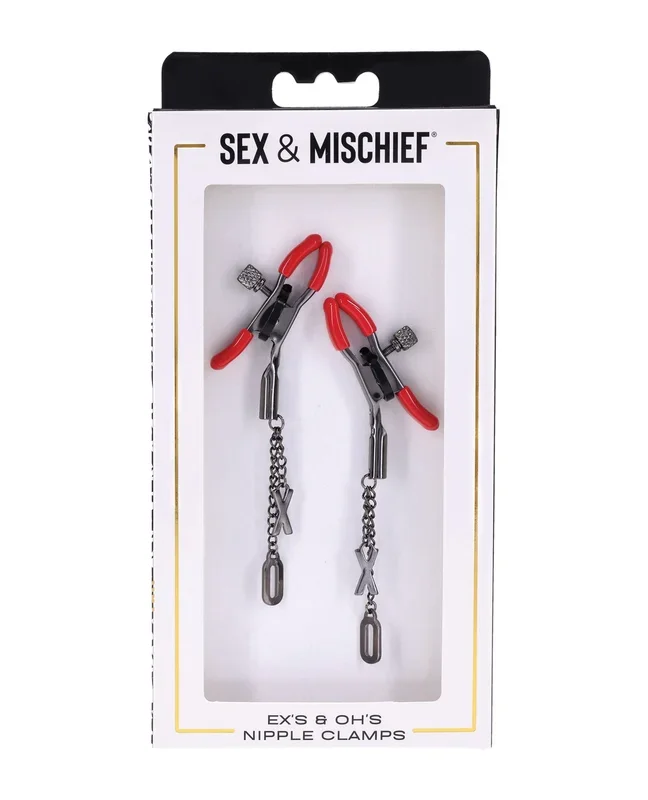 Sex & Mischief Ex’s & Oh’s Nipple Clmaps – Red/Black