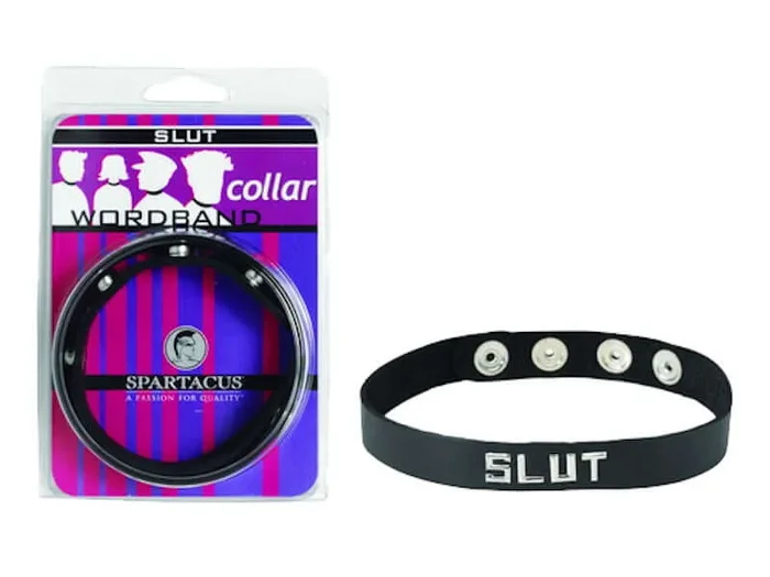 Spartacus Leathers Bondage Gear Wordband Collars Slut Collar
