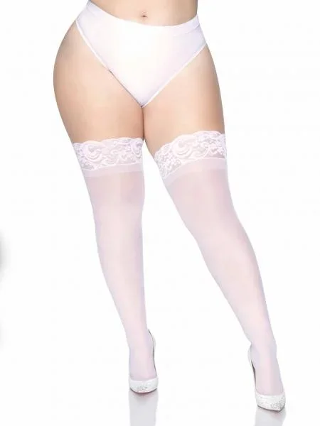 Stay Up 3″ Lace Top Thigh High – White – Queen