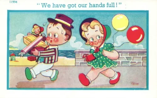 young step son with mother Doll